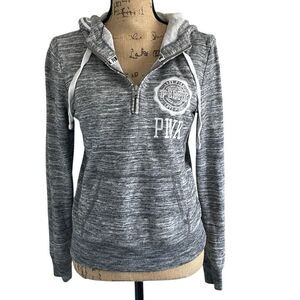 EUC Victoria Secret PINK Heather Gray Hooded 1/4 Zip Sweatshirt - XS